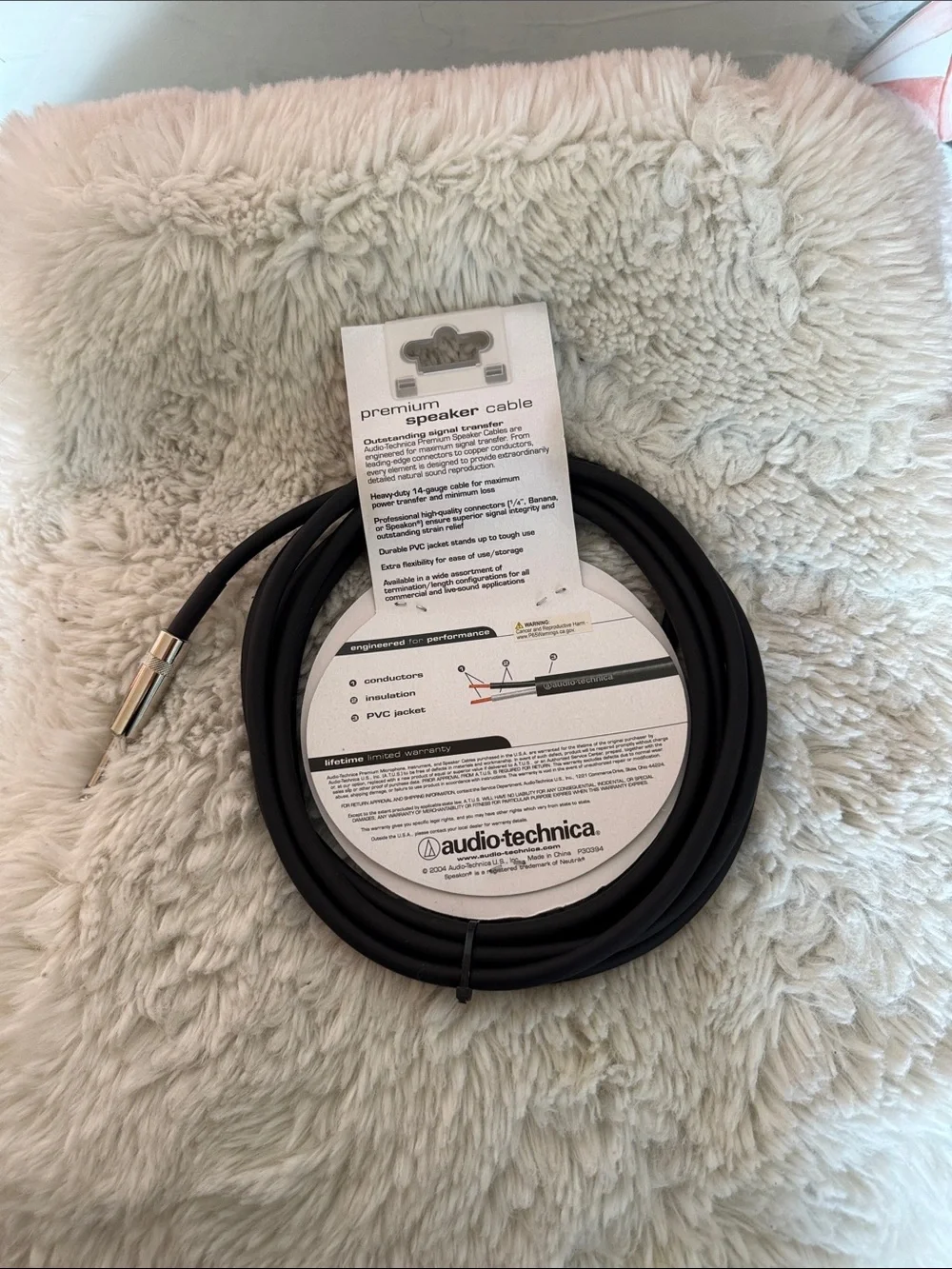 Audio-Technica Black Speaker Cable with 1/4